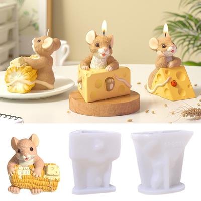 Mehrzweck Maus Käse Mais Kerze Silikonform zum Backen Harzhandwerk und Kinderparty Dekorationen Täglicher Gebrauch