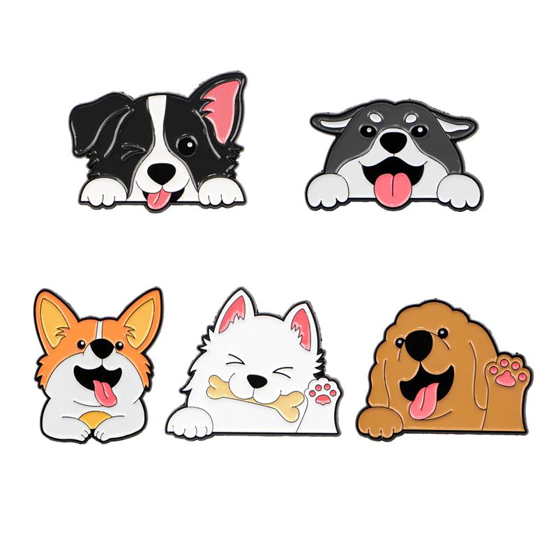 3-10pcs/set Cute Animal Enamel Pins Pet Dogs Raccoon Red Eared Rabbit Panda Brooches Lapel Badge Funny Jewelry Gifts for Friends