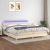 VidaXL Bed Slat Base with Mattress and LEDs, Upholstered Bed, Double Bed, Adult Bedroom Interior Bed, 3133986
