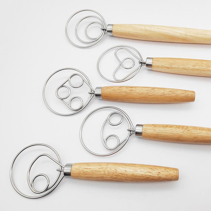 Doppelschleifen-Schneebesen & Teigrührer aus Edelstahl mit Schaber