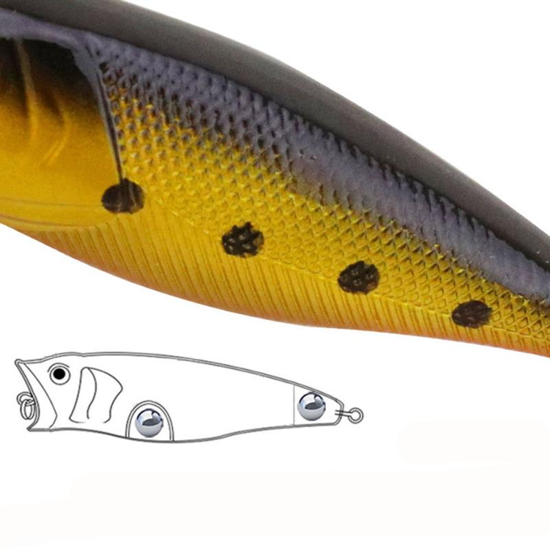 Popper Angelköder 7cm 8.5g Hartköder Künstlicher Topwater Barsch Forelle Hecht Wobbler Tackle Köder Mit