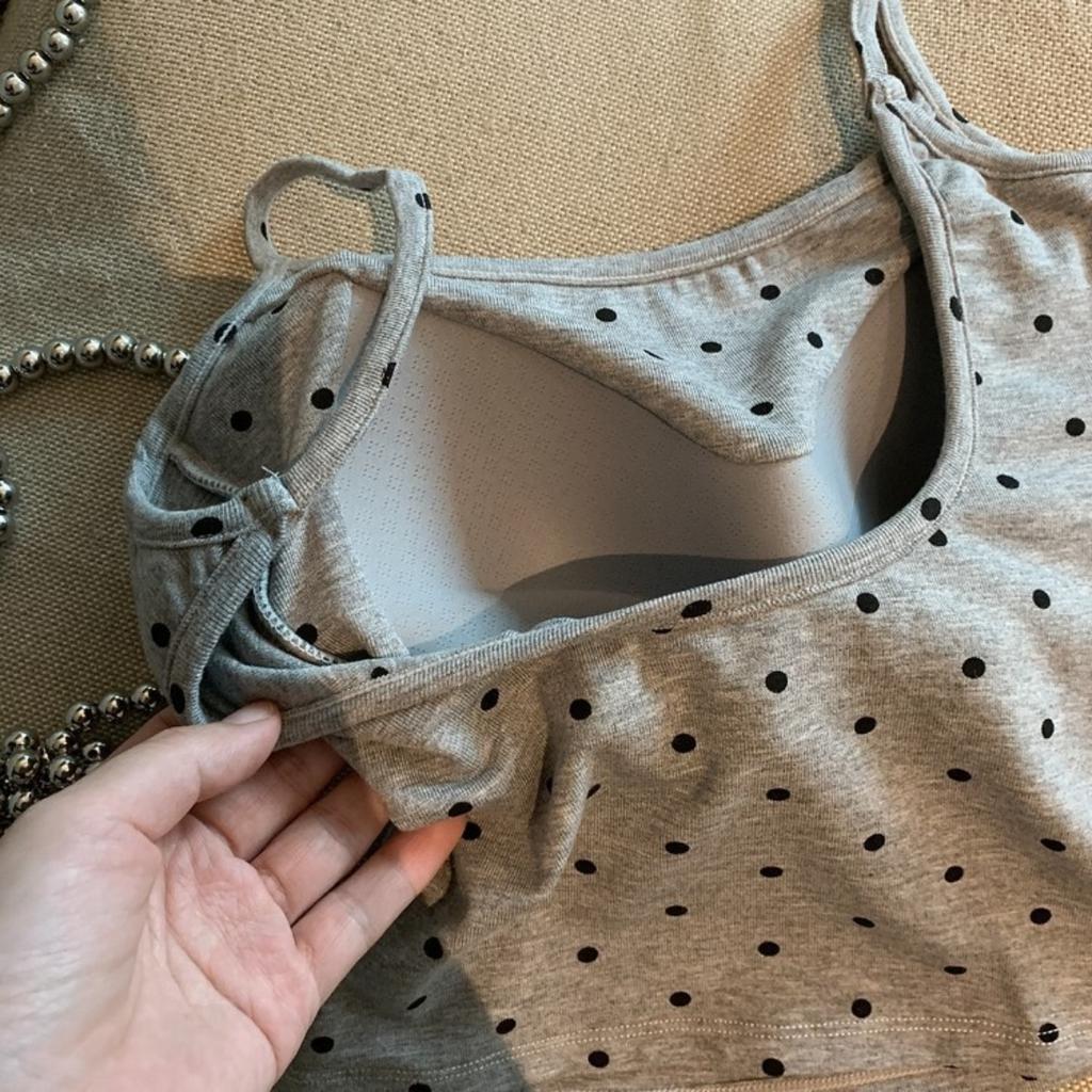 Fashionable Polka Dot with Chest Pads, Strappy Vests, Women's, Backless, Beautiful Back, Outerwear, Anti-glare, Inner Layer with Chest Wrap, Top