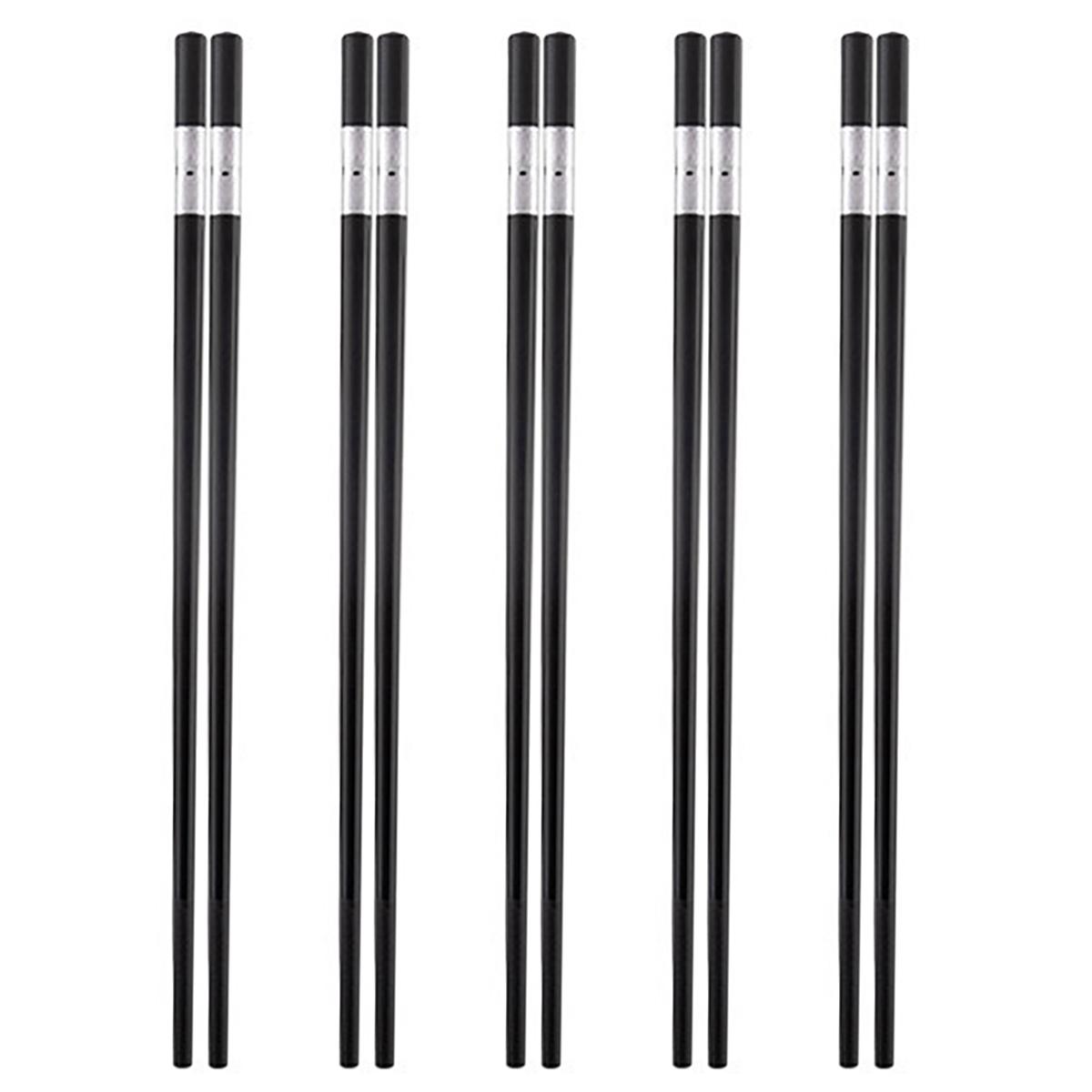 

5 пар Черный Серебристый Здоровый Набор Палочек для еды Корейская еда Палочки для суши Палочки для еды Многоразовые Нескользящие палочки для еды Для вечеринки Ресторан