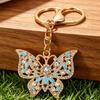 Yousheng Keychain Pendant Butterfly Shape Key Holder with Multicolor Rhinestones Anti-Oxidation Lobster Clasp Keyring Backpacks Car Accessory