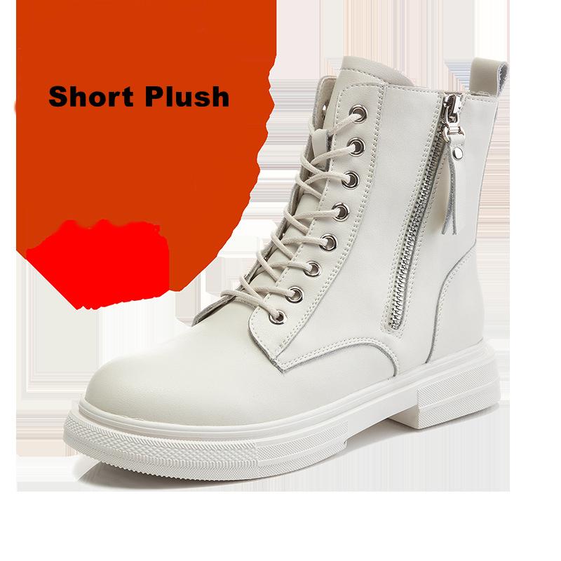 

Women s Ladies Genuine Leather Female Shoes Ankle Boots Platform Lace Up Warm Winter Autumn Fur Plush Motorcycle 43