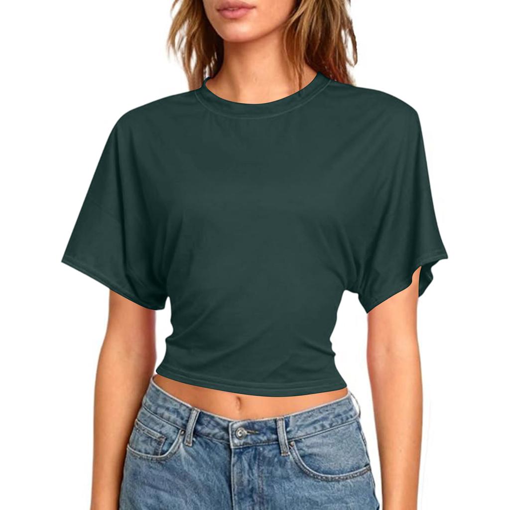 Dámské krátkorukávé crop topy na cvičení Sexy košile bez zad