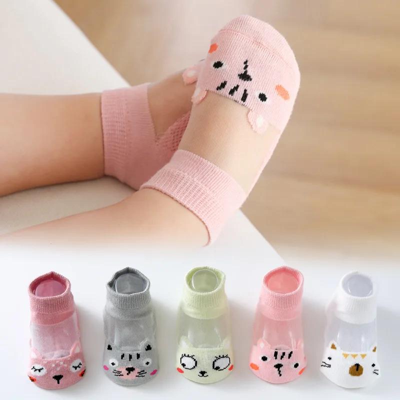 5 Pairs Kids Socks Spring Summer Cotton Girls Socks Cute Flowers Strawberry Pattern Children Baby Sock Mesh Thin Summer Socks