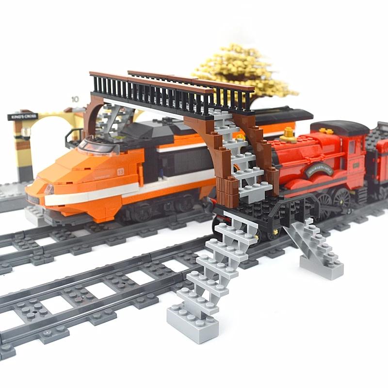 Zestaw modeli MOC Train Tunnel Exit Entrance, City Train Container Oil Tank Kits, Mountain Railway Track, Traffic Lights, Leduo