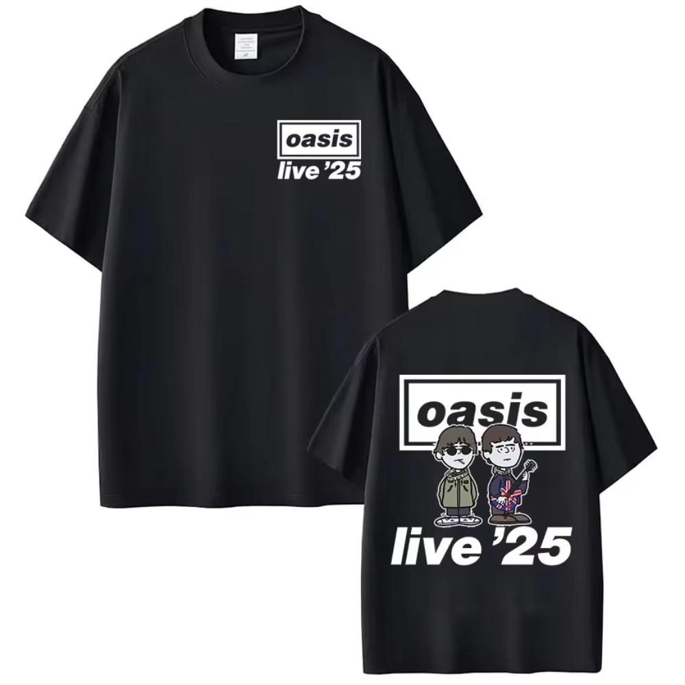 

Rock Band OOasis Live 26 Tour T Shirt UNISEX Women Cartoon Vintage Tshirt High Quality Cotton Short Sleeve Male Tshirt 4XL