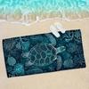 1pc Bohemian Style Beach Towel,Quick-Dry Microfiber,Sea Turtle & Coral Reef Print,Durable Sunscreen Washable Square Towel