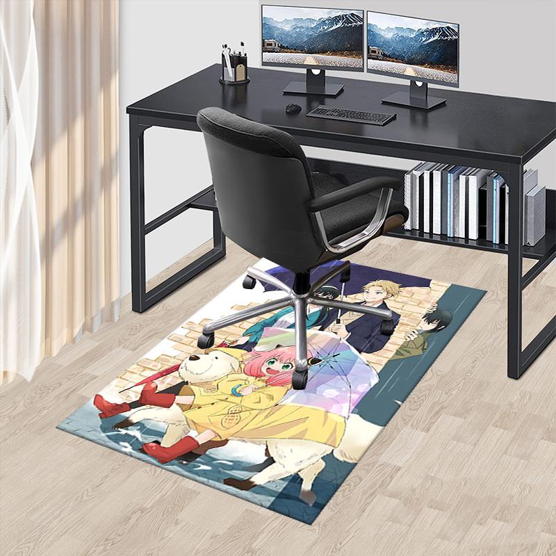 

1pc Anime Character Neko Atsume Cat with Umbrella Office Chair Mat Non-Slip Carpet for Home Decor, Seasonal Gift, Suitable for Office, Living Room, Be 60cm by 90cm