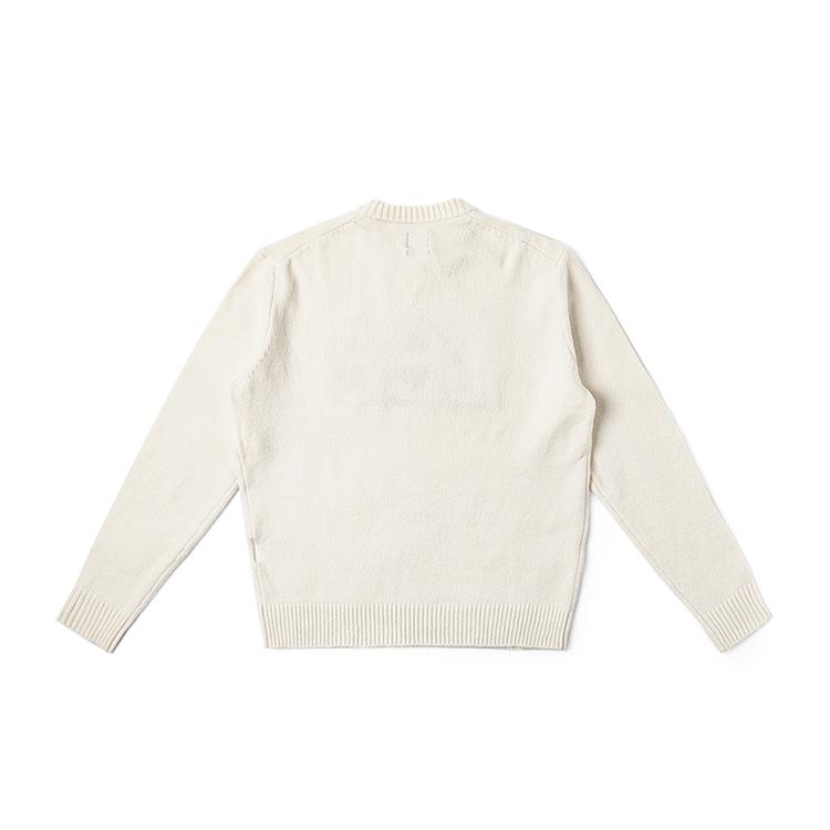 Lee Comfortable Pullover Round Neck Large Logo Casual Sweater Men Sweater Off-White LMT0095454UX00FA00005