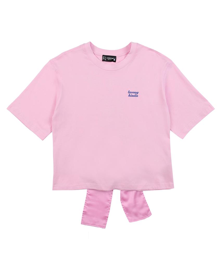 Pipilapin Short Sleeve T-Shirt With Satin Ribbon Detail Waist / Fm9Wts07F Black