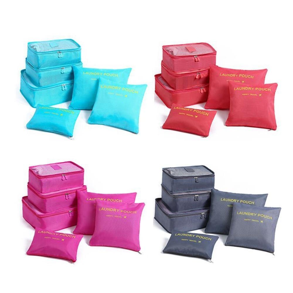 6pcs Clothe Waterproof Tidy Pouch Suitcase Packing Set Storage Cases Luggage Organizer Storage Bags
