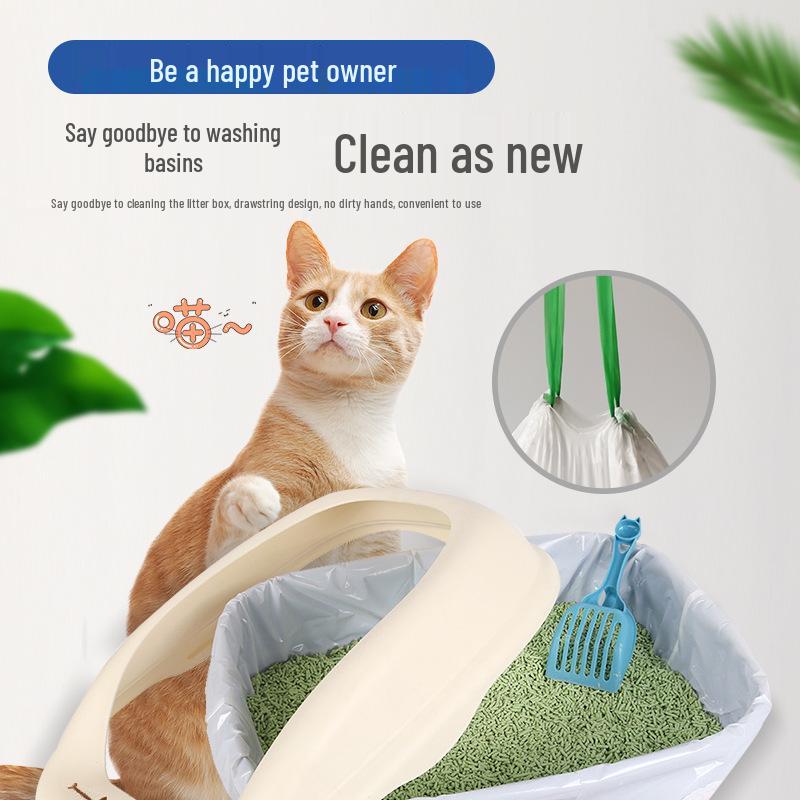 Thickened Drawstring Cat Litter Bags: Anti-scratch, Portable, and Tear-resistant for Easy Litter Box Cleaning