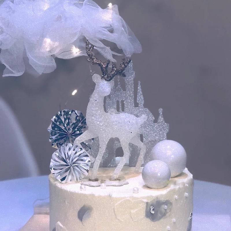 3pcs Christmas Simulation Sika Deer Reindeer Fairy Tale Garden Props Animal Statue Home Elk Shop Display Cabinet Ornaments