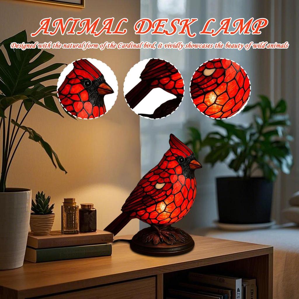 Bird Lamps Red Bird Night Light Ornaments Soft Light Eye Protection Creative Animal Table Lamp For Study Bedside Table Decor