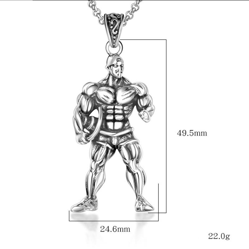 Men Gym Bodybuilder Pendant Necklace Muscle Fitness Expert Sports Necklace