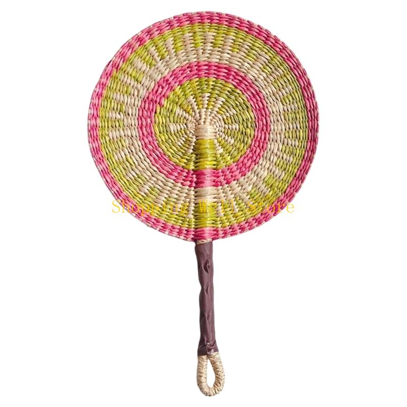 KX4B Large Summer Handheld Fan Seagrasses Handmade Woven Fan Natural Decorative Fan