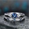 Elegant Emerald Zircon Ring For Women Blue Sapphire Wedding Band Set Fashion Jewelry