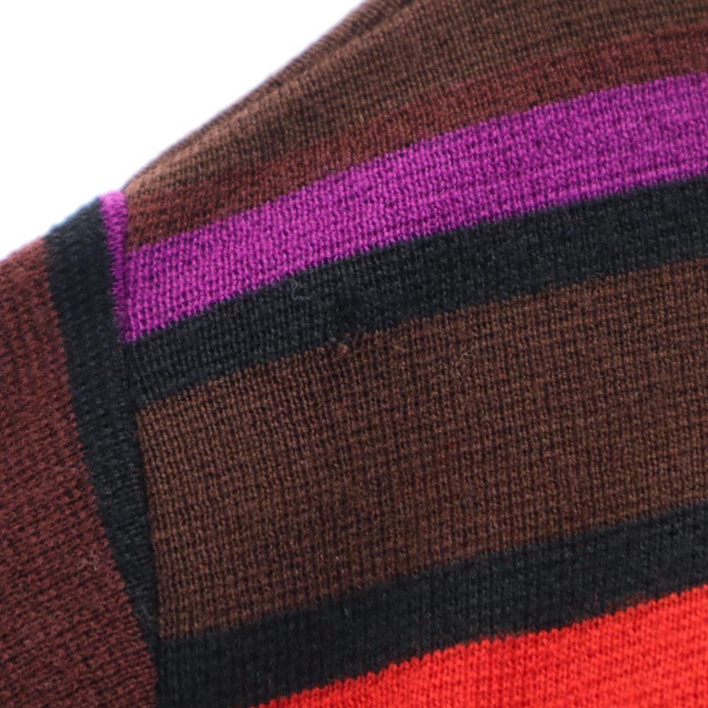 LANVIN Border Pattern Long sleeve knit cardigan 40 Brown etc Women Used