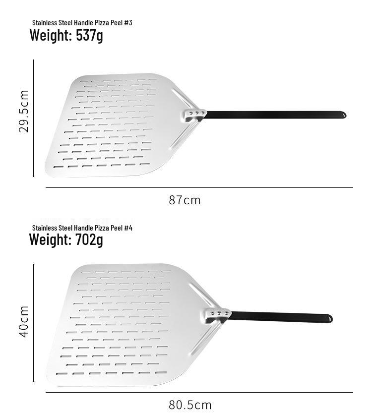 Perforated Long-Handle Pizza Peel and Cake Transfer Shovel