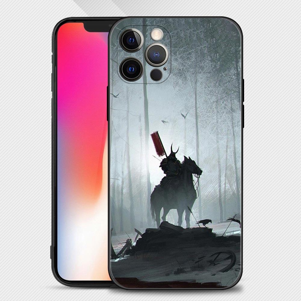 Landscape Ink Samurai Art Phone Case Cover Coque For Iphone Xiaomi Mi Samsung Galaxy Redmi Note A S 11 12 13 14 15 22 23 24 5G Pro Plus Max Fe Ultra