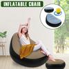 Inflatable Chair with Ottoman Leisure Bean Bag Lazy Sofa Set Portable Flocked Surface Air Sofa Comfortable Outdoor Blow Up Couch