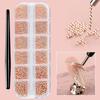 12Grids Mini Caviar Beads Nail Art Decorations Metal Gold/Silver Micro Ball Nail Charms Magnetic Pen 0.5~3mm Ball Nail Jewelry