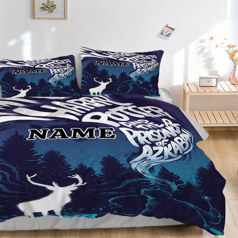 Custom Name Cartoon Harryl Bedding 3 Piece Set HD Print Duvet Cover Pillowcases for Teens Adult Bedroom Decoration