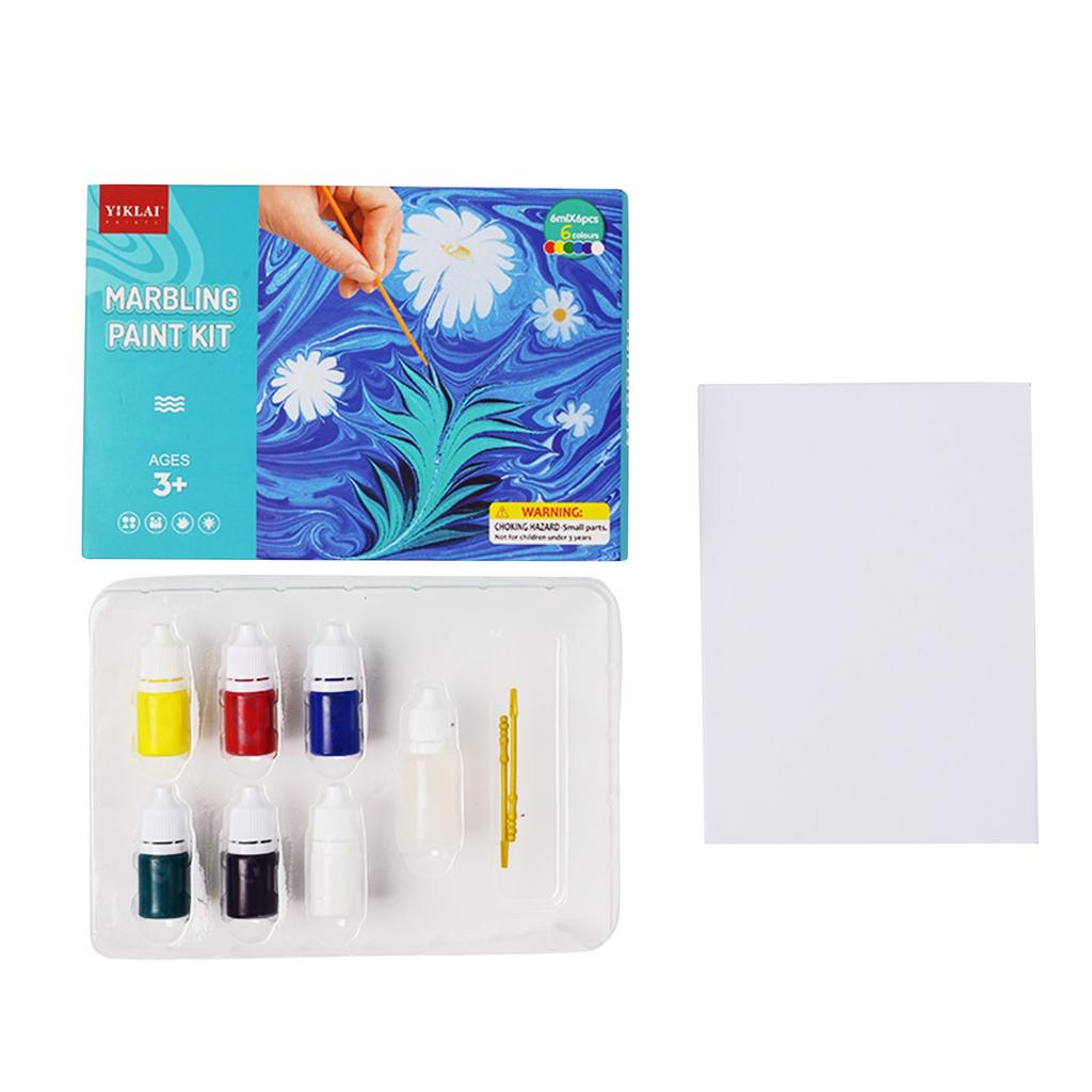 6ml Water Marbling Paint Kit Water Art Paint Set With Sketch Paper Arts Crafts For Girl Boy Creative Activities 6 Color