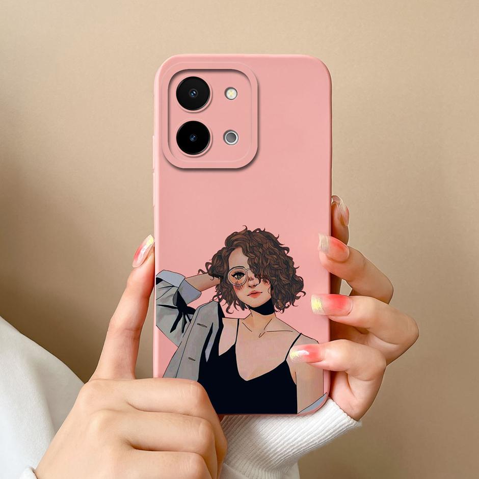 For Vivo Y28 4G 5G Case Fashion Sweet Girl Liquid Silicone Soft TPU Shockproof Phone Cover For VivoY28 4G 5G Fundas Capa Coque