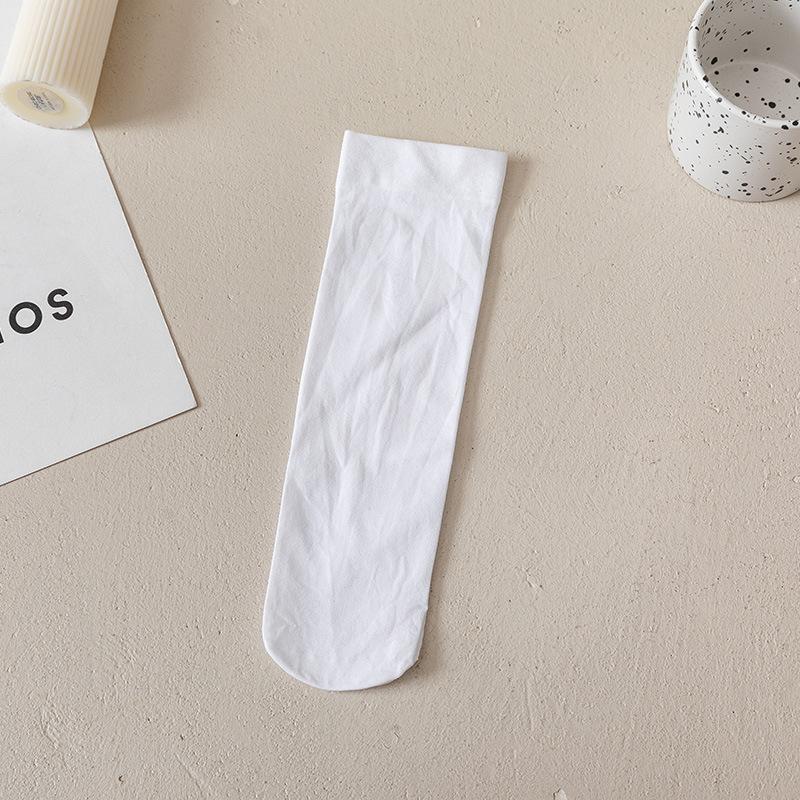 Velvet Calf Socks Women'S Black And White Summer Ultra-Thin Long Knee Socks Solid Color Japanese Jk Socks One Piece Hair