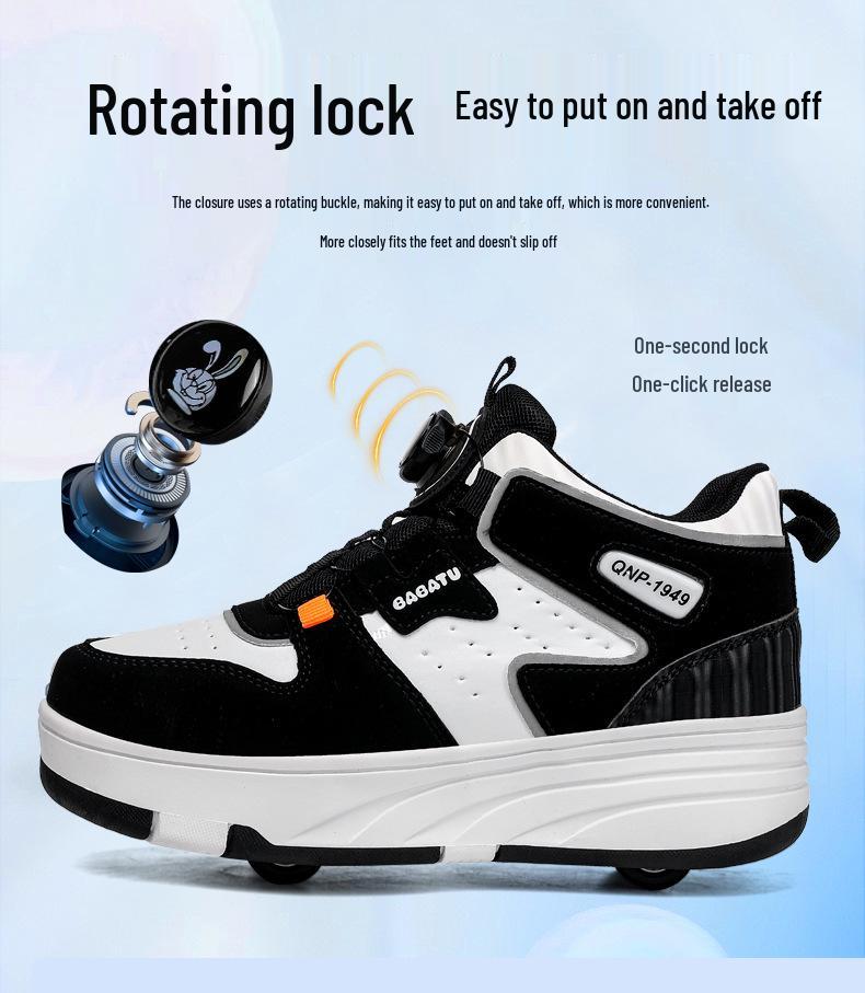 2025 A/W Unisex Kids' Two-Wheel Sports Shoes with Rotating Button