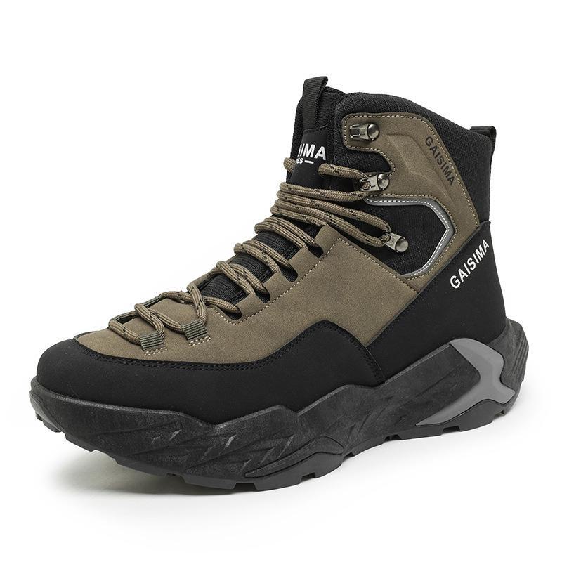 Men's Retro High-Top Hiking Boots: Autumn/Winter Casual Sports Martin Boots for Outdoor and Work.