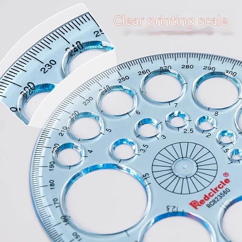 Multifunction Geometric Template Plastic Measuring Ruler Circles 360 Degree Drawing Round Ruler Geometric Drawing Stencils Tools