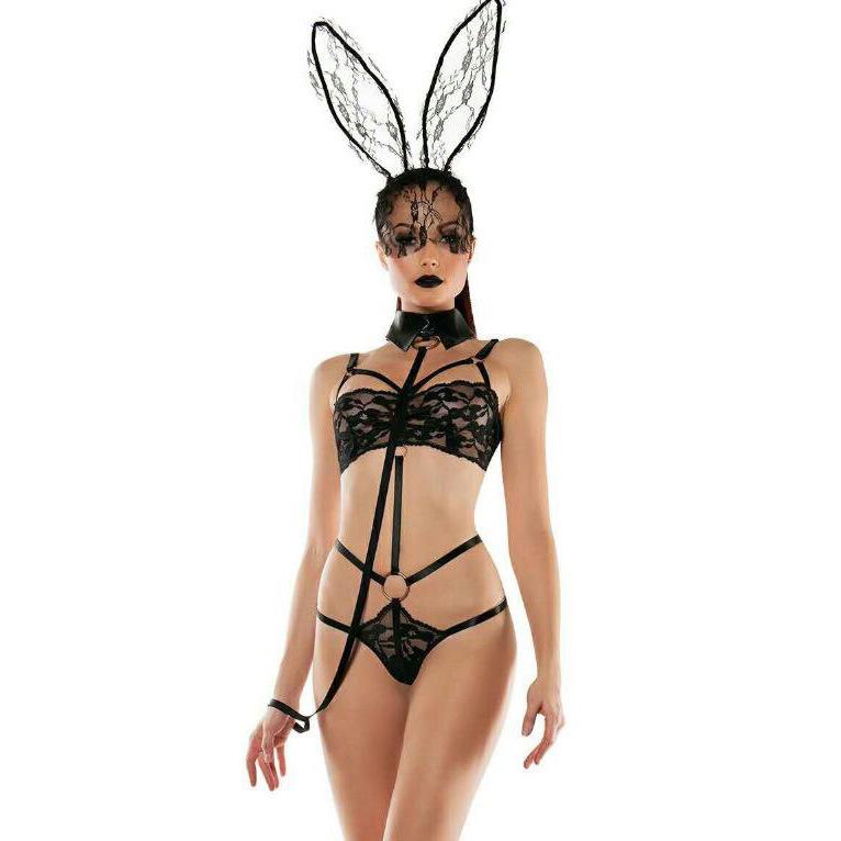 Three-point sexy bunny girl costume plus size, cosplay perspective one-piece bunny costume, sexy lingerie