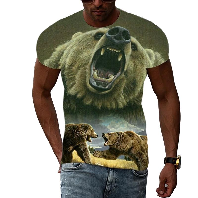 Animal Cool Bear 3D Printed T-shirt Fitness Street Fashion Casual Tops O-neck Short Sleeves Summer New Sports Clothes Tees Shirt
