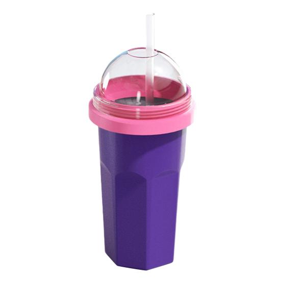 Silicone Slushie Cup with Lids Straws Portable Freezing Smoothie Cup BPA-free Cold Drink Cup for Juices Ice Cream Kids
