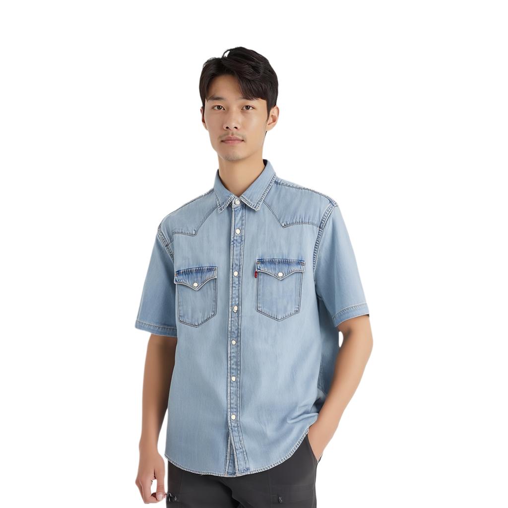 Levis Soft Comfortable Simple Polo Shirt Men Shirts Light-Blue 86626-0014