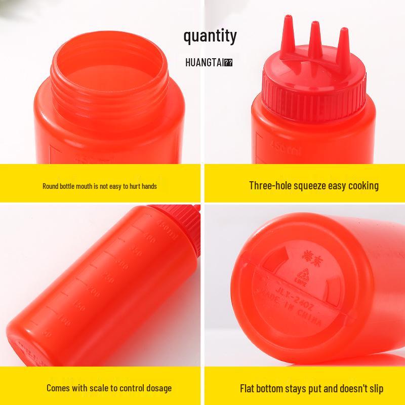 Three-Hole PE Condiment & Dressing Squeeze Bottle for Kitchen - Multi-Purpose Oil & Seasoning Jar