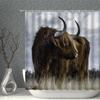 Animal Cow Shower Curtains Art 3D Printing Long Yak In The Grass Natural Scenery  Bath Curtain Polyester Cloth Bathroom Decor