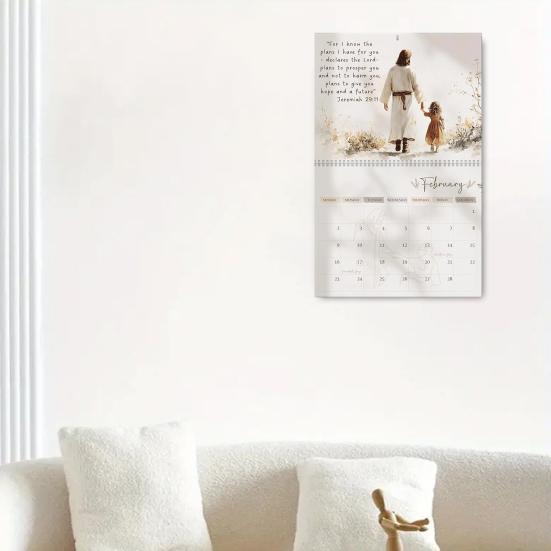 2025 Jesus Wall Calendar Religious Artwork Wall Calendar Bible Verses Hanging Monthly Calendar for Christ Lovers