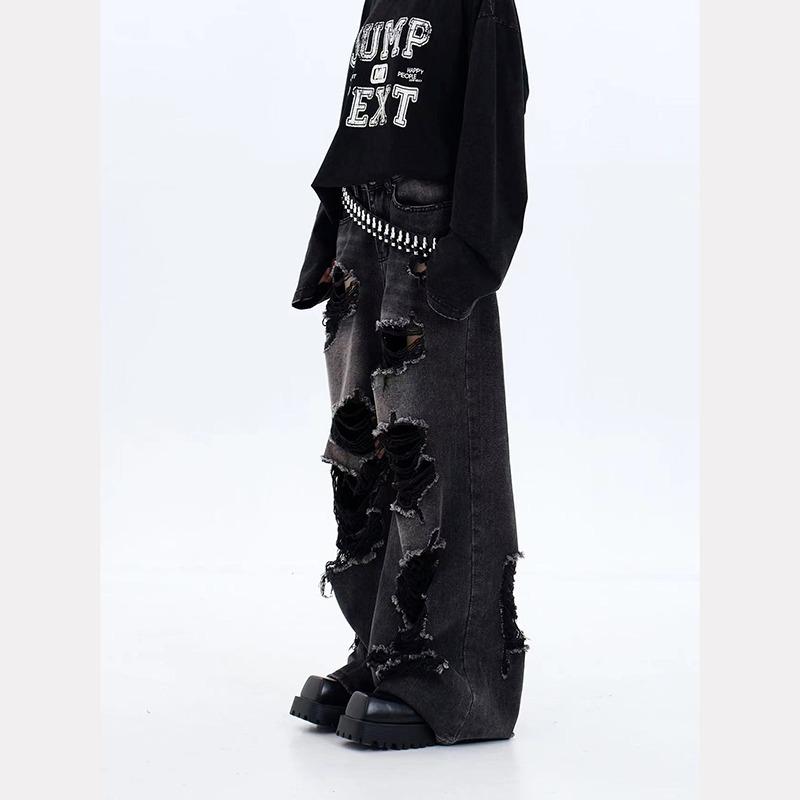 American High Street Jeans Men's Vibe Summer Ruffian Handsome Loose Straight Wide-leg Pants