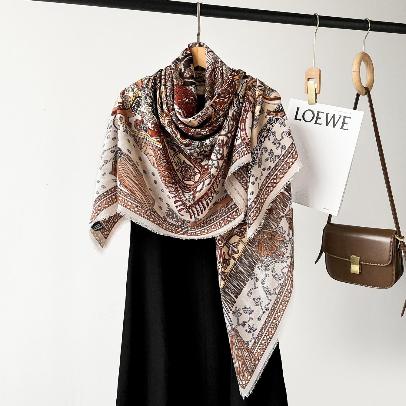 

Retro Fashion Black Cashew Print Scarf Women Cotton And Linen Shawl And Wrap Versatile Sunscreen Lady Scarves One Size