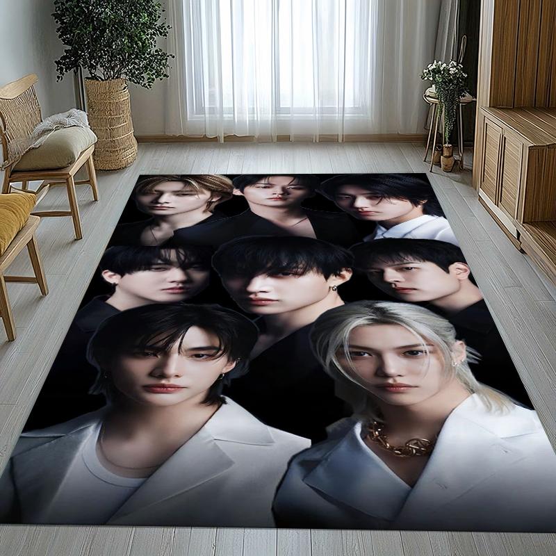 HD Stray Kids Kpop Star Living Room Non-Slip Area Rug Soft Carpet for Bedroom Kids Playroom Sofa,Home Decor Doormat Gift