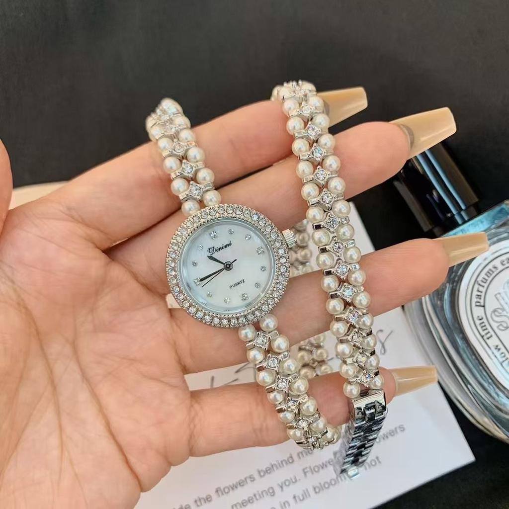 Pearl Chain Watch Bead Wrap Two Circles Extra Long Pearl Bracelet Women'S Watch 77115
