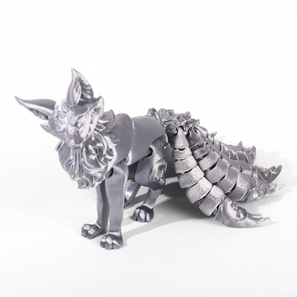 Multicolor Fox Action Figure Multi-jointed Fine-tailed Fox Doll Desktop Decoration