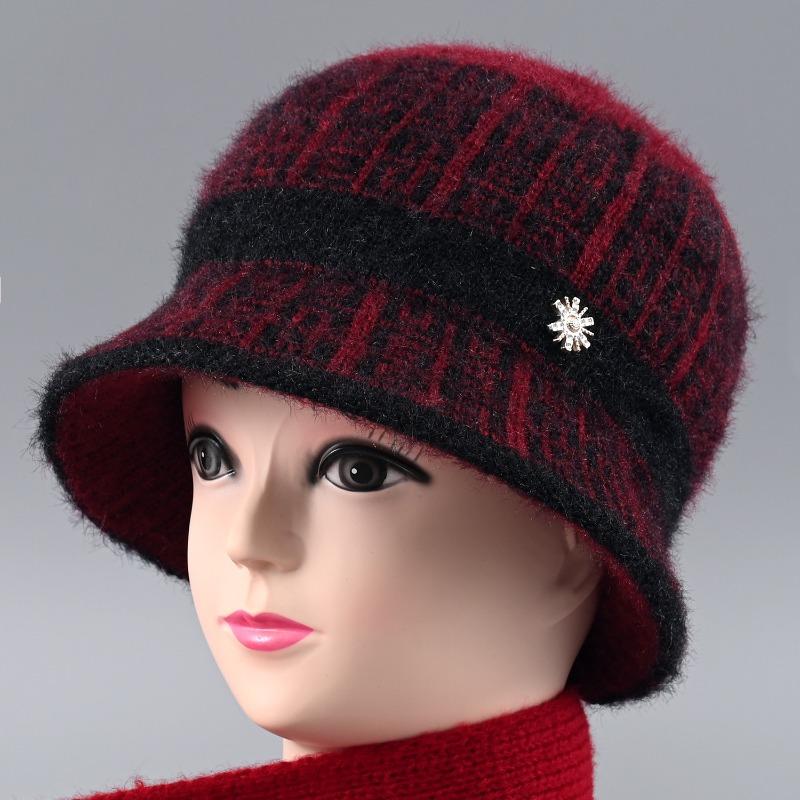 Winter new wool knitted hat women's fleece thickened hat thermal ear protection hat