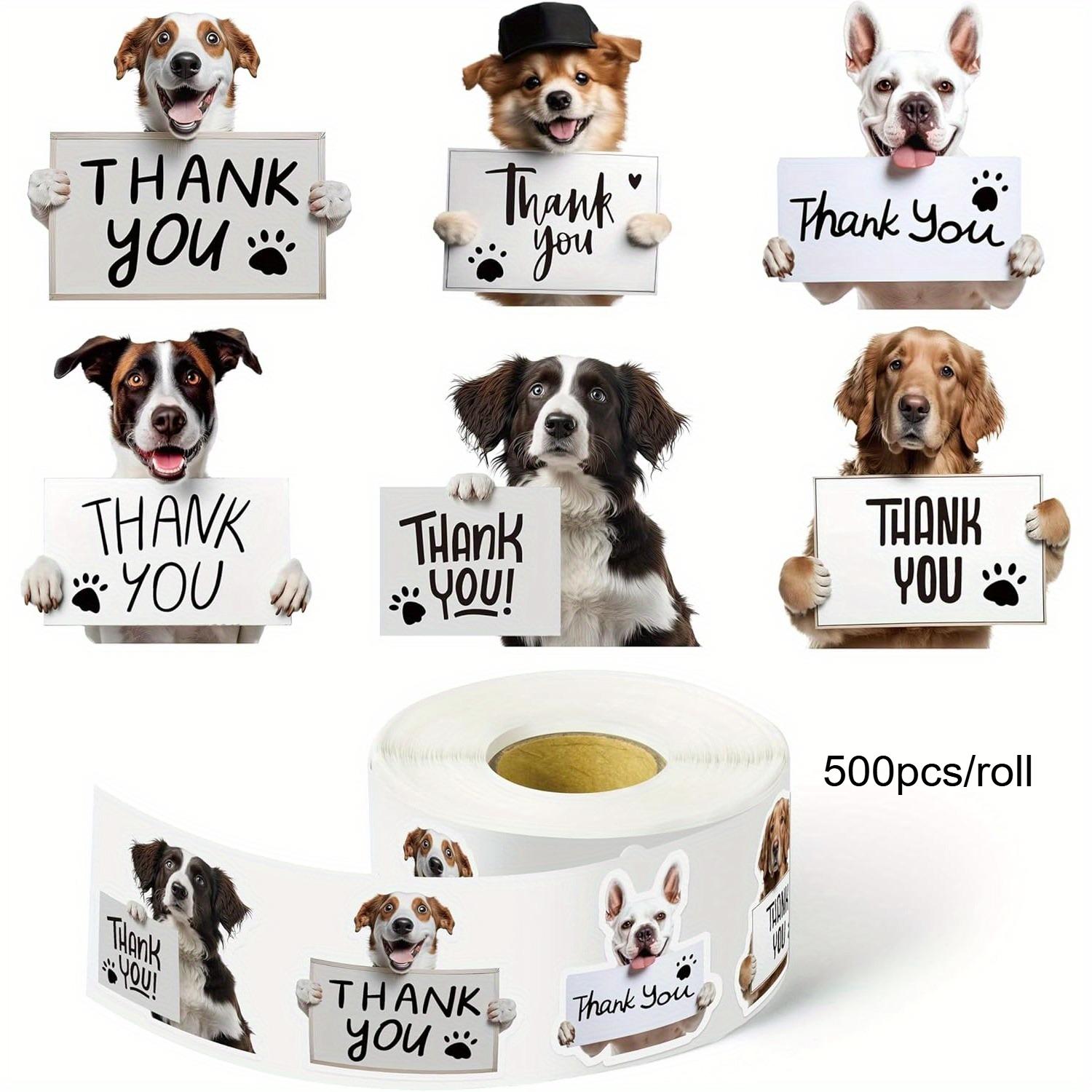 

Cute Puppy Adhesive Labels with Mixed Breed Designs & Paw Prints, Self-Adhesive for Small Business Packaging, Pet Store Gifts one size fits all